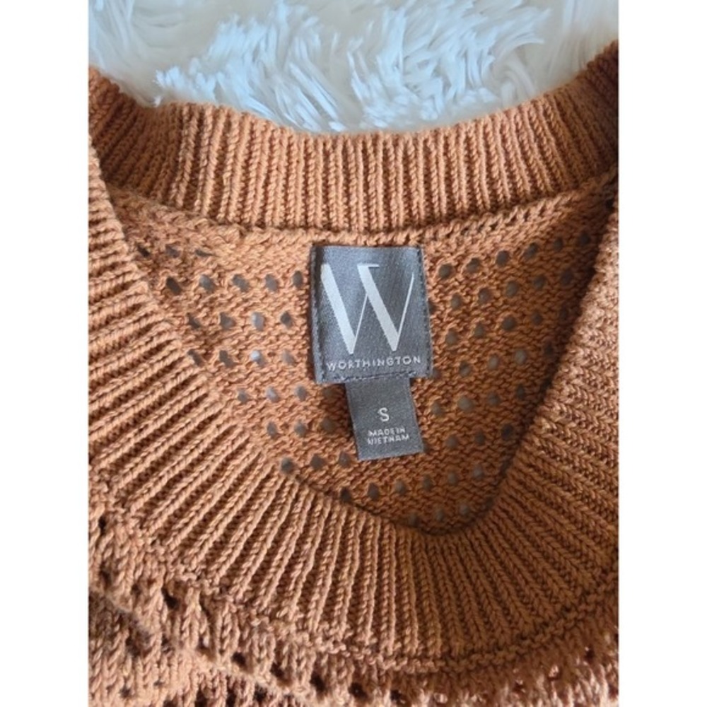 Worthington Women's Crocheted/ Sweater Brown Knitted Sleeveless Dress- S - Picture 4 of 10